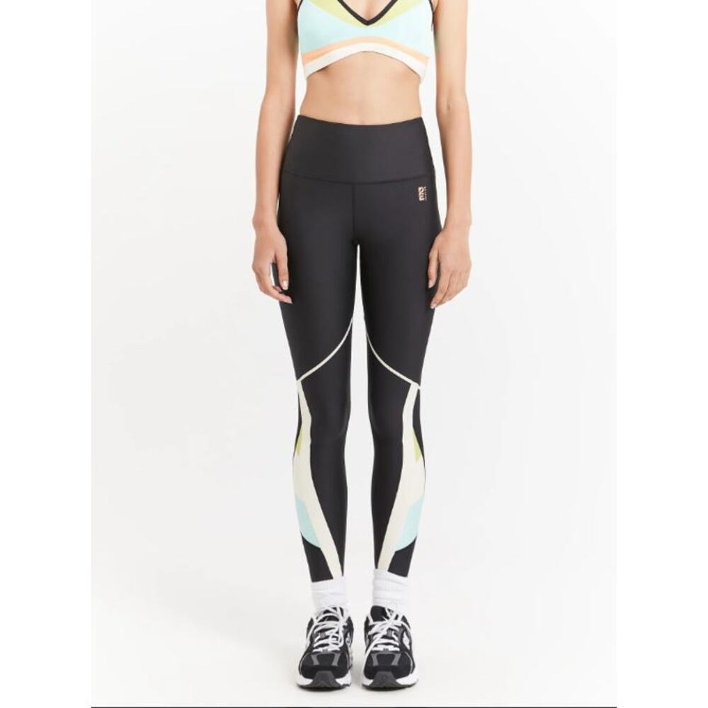NWT P.E Nation Neptune Leggings XS Black White Yellow Mint REVOLVE